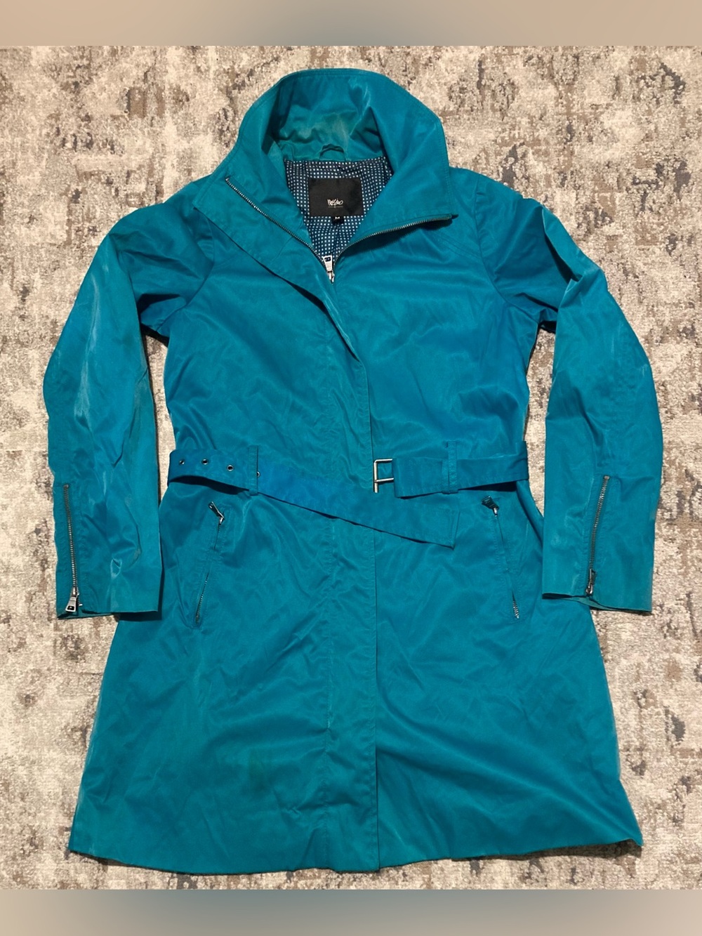Mossimo Vtg Y2K Emerald Trench Belted W All Over Floral Interior Women’s Medium